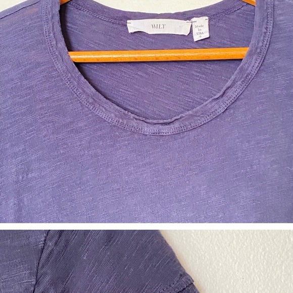 WILT Navy Blue Cotton Short Sleeved Raw Edge Tee Shirt Dress size Small - Picture 3 of 5